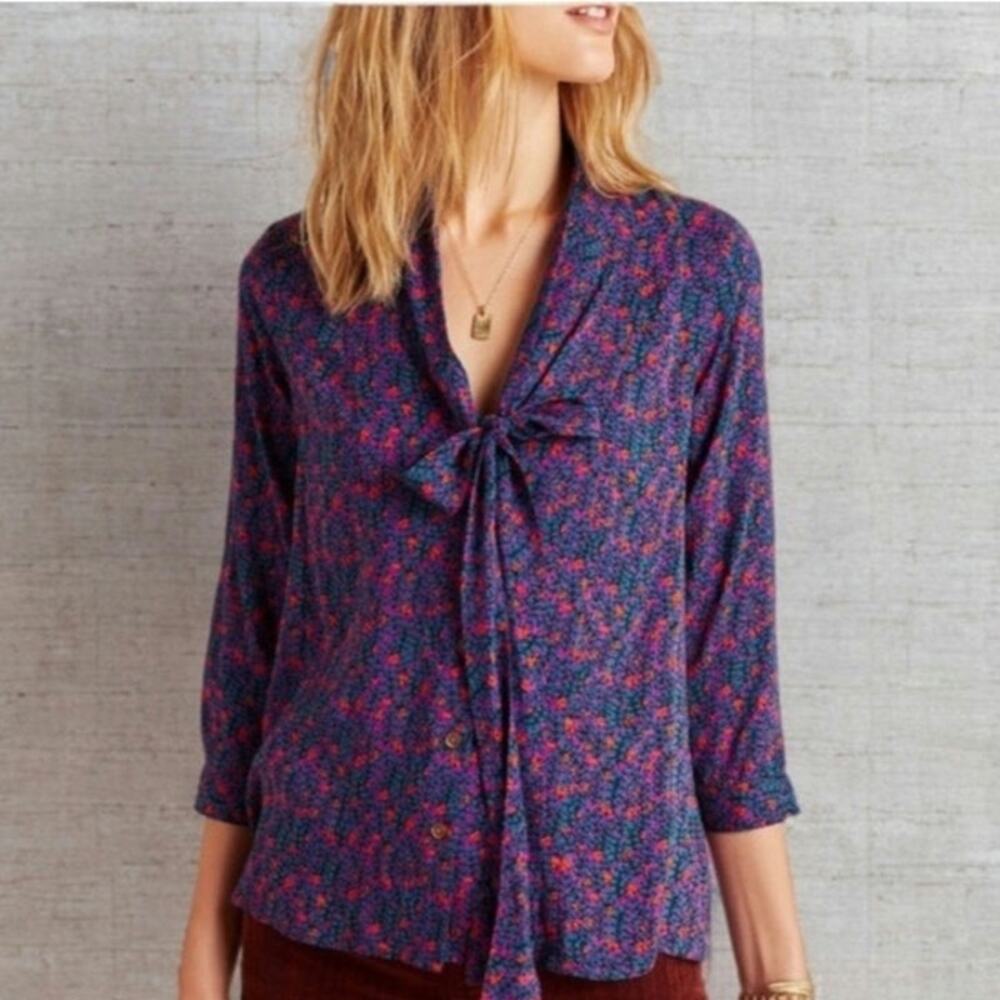 Anthropologie Maeve Rory Necktie Blouse Size: 4